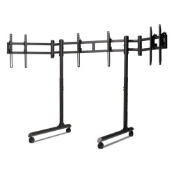 Round Tube Freestanding Triple Monitor Stand