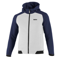 Hooded Full Zup Sweatshirt Sparco - White Navy Blue