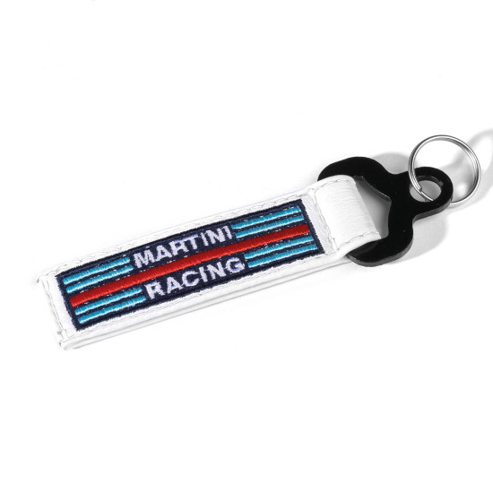 Leather Keychain Martini Racing - White
